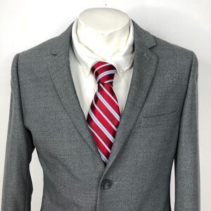 Topman US 38 Men's Wool Blend Two Button Blazer Sport Coat Jacket Light Gray